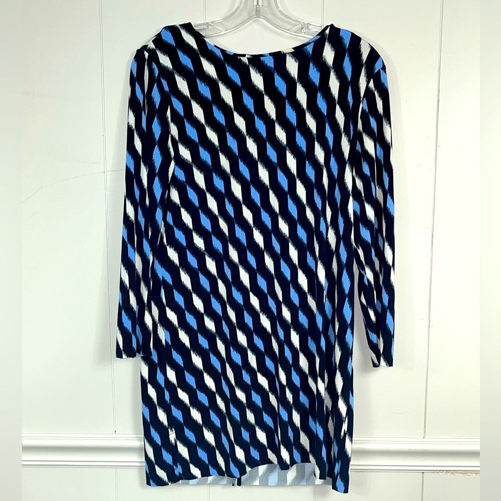 Michael Michael Kors Women’s Blue Diamond Blouson Dress Long Sleeve Blue Size M